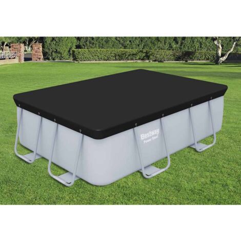 Bestway – Couverture de piscine 269x179 cm – PVC avec trous de vidange – Protection contre débris et algues – Pour piscines Power Steel