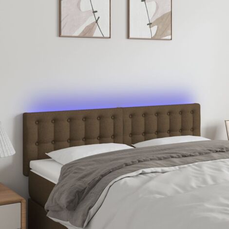 Tête de lit à LED Marron Foncé 144x5x78/88 cm Tissu vidaXL