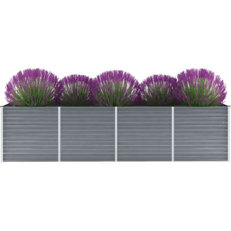 Vidaxl – Lit surélevé de jardin en acier galvanisé 320x80x77 cm – Résistant aux intempéries – Fond ouvert pour plantation facile