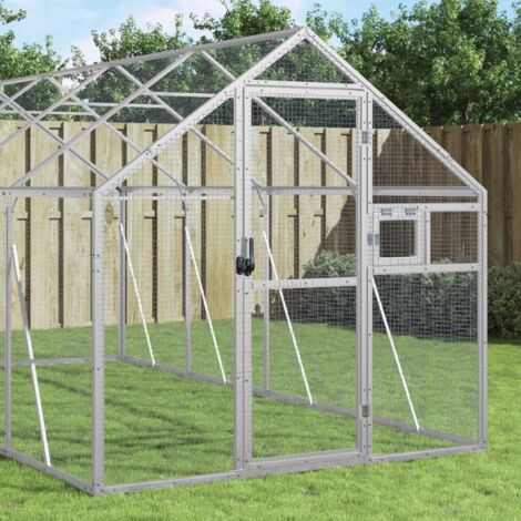 vidaXL Volière argenté 1,79x4x1,85 m aluminium (1/5)