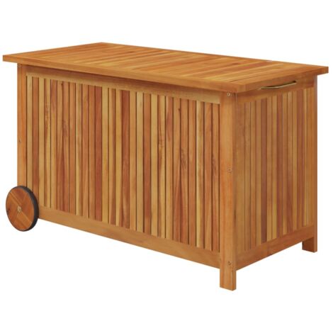 Vidaxl – Coffre de jardin en bois d'acacia massif 90x50x58 cm – Avec roues pour mobilité – Finition à l'huile – Espace de rangement optimisé