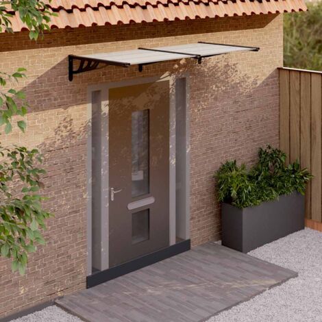 Vidaxl – Auvent de porte noir et transparent 199x90 cm en polycarbonate – Résistant aux intempéries – Installation facile avec accessoires inclus