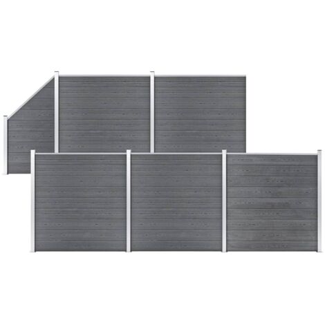Ensemble de clôture WPC 5 Carré + 1 Incliné 965 x 186 cm Gris vidaXL