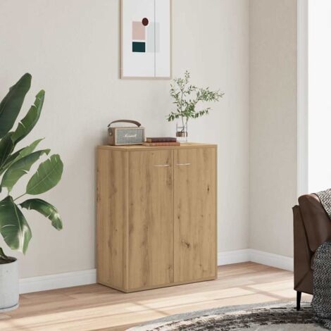 Vidaxl – Buffet chêne artisanal 60x30x75 cm en bois d'ingénierie – Résistant à l'humidité – Grand espace de rangement – Facile à nettoyer