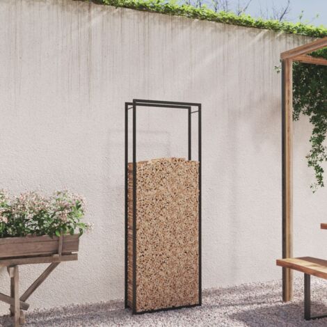 Étagère à bois de chauffage Noir mat 80 x 28 x 222 cm Acier vidaXL