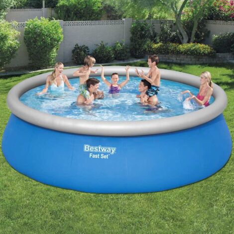 Bestway – Piscine gonflable ronde Fast Set 457x122 cm – Parois renforcées en Tritech – Installation rapide – Pompe de filtration incluse
