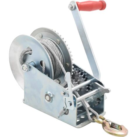 Vidaxl – Treuil manuel 1360 kg – Longueur câble 10 m – 2 vitesses 4:1 / 8:1 – Capacité de 1360 kg pour applications mobiles
