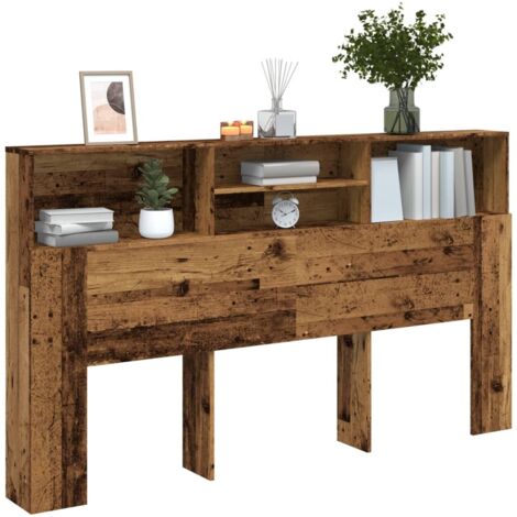 Vidaxl – Armoire de tête de lit vieux bois 180x19x103,5 cm – Grand espace de rangement avec 4 compartiments – Facile à entretenir