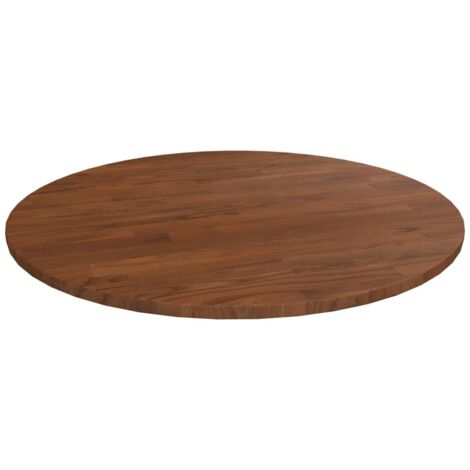 Vidaxl – Dessus de table rond en chêne massif traité Ø60cm – Épaisseur 1,5cm – Finition marron foncé – Durable et facile à nettoyer (1/4)