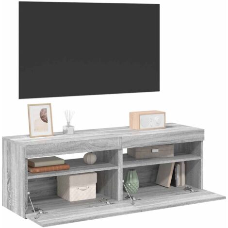 vidaXL Meubles TV 2 pcs avec lumières LED Sonoma gris 60x35x40 cm