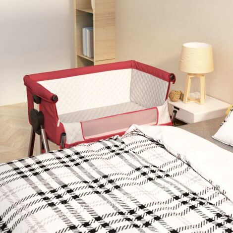 Lit pour bébé avec matelas Rouge Tissu de lin vidaXL (1/5)