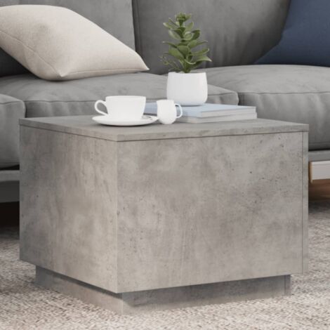 Vidaxl – Table basse fixe avec lumières LED RVB – Gris béton 50x50x40 cm – Bois d'ingénierie – Capacité 60 kg (1/5)