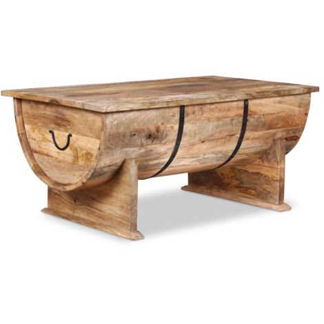 Vidaxl – Table basse fixe en bois de manguier massif 88x50x40 cm – Finition mate – Grand compartiment de rangement intégré – Assemblage facile
