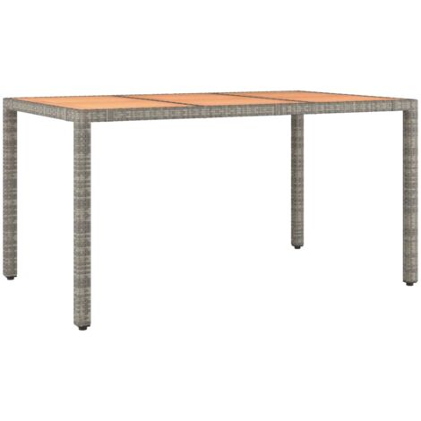 vidaXL Table de jardin et dessus en bois Gris Résine tressée et acacia (1/6)