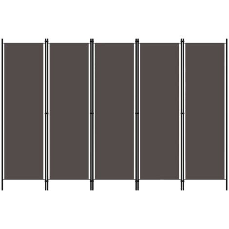 Vidaxl – Cloison de séparation 5 panneaux anthracite 250x180 cm – Tissu 100% polyester – Cadre en fer enduit de poudre – Pliable et autoportante
