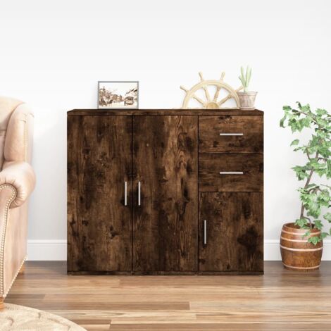 Buffet Chêne fumé 91x29,5x75 cm Bois d'ingénierie vidaXL