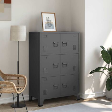 Vidaxl – Coffre de rangement industriel en métal anthracite 75x40x115 cm – 6 portes avec porte-étiquette et orifices d'aération – Pour chantiers humides