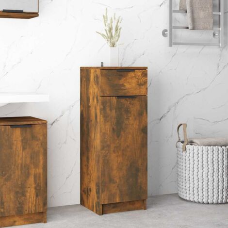vidaXL Bathroom Cabinet Smoked Oak 32x34x90 cm Engineered Wood (1/5)