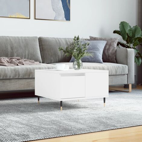 vidaXL Table basse blanc 55x55x36,5 cm bois d'ingénierie (1/5)