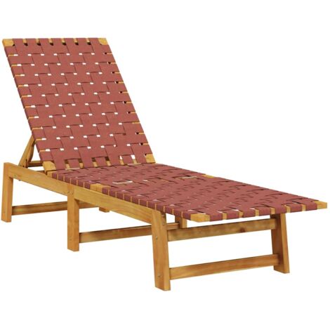 Vidaxl – Chaise longue rouge en bois d'acacia massif – Dossier réglable 4 positions – Tissu oléfine résistant à la décoloration – Dimensions 157 x 55 x 60/87 cm