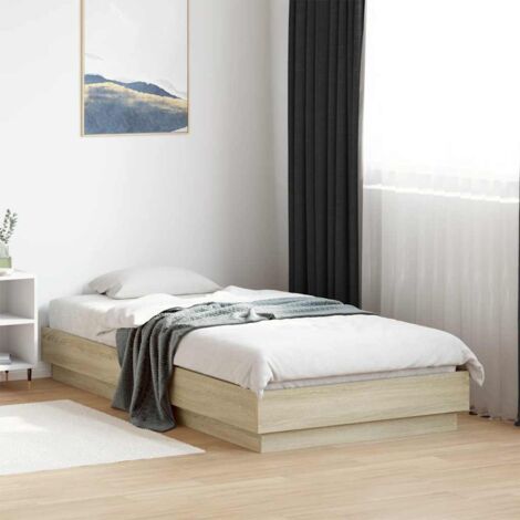 Vidaxl – Cadre de lit 90x190 cm en bois d'ingénierie chêne sonoma – Lattes en contreplaqué – Assemblage requis – Pour chambre à coucher (1/6)