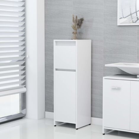 Vidaxl – Armoire de salle de bain blanche 30x30x95 cm – Bois d'ingénierie – 2 compartiments et 1 tiroir – Design épuré pour rangement optimal (1/6)