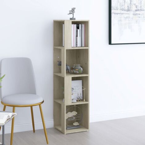 Vidaxl – Bibliothèque d'angle chêne sonoma 33x33x132 cm – 4 compartiments – Construction robuste pour petits espaces – Assemblage requis