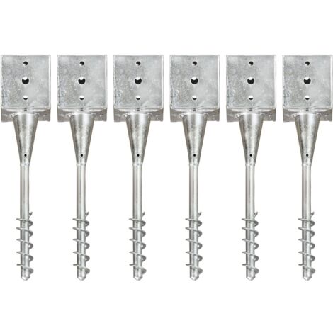 Piquets au sol 6 pcs Argenté 12x12x56 cm Acier galvanisé vidaXL