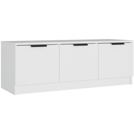 Vidaxl – Meuble TV blanc 102x35x36,5 cm – Bois d'ingénierie – Résistant à l'humidité – Compartiments pour appareils multimédias