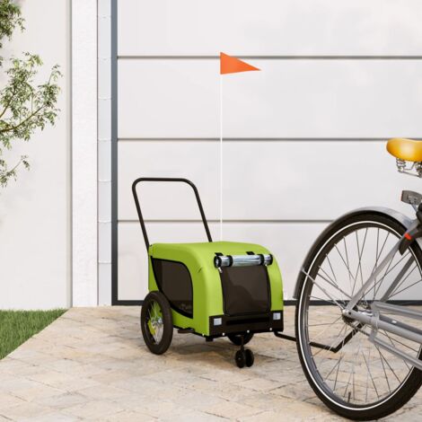 Remorque de vélo pour animaux de compagnie vert et noir vidaXL