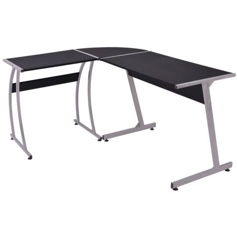Vidaxl – Bureau d'angle en L noir – Aggloméré avec revêtement PVC – Dimensions 152x117x74 cm – Idéal pour espaces de travail modernes (1/7)