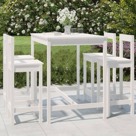 Vidaxl – Ensemble de bar de jardin 5 pcs – Bois massif de pin blanc – Dimensions table 121x82,5x110 cm – Chaises 40x41,5x112 cm