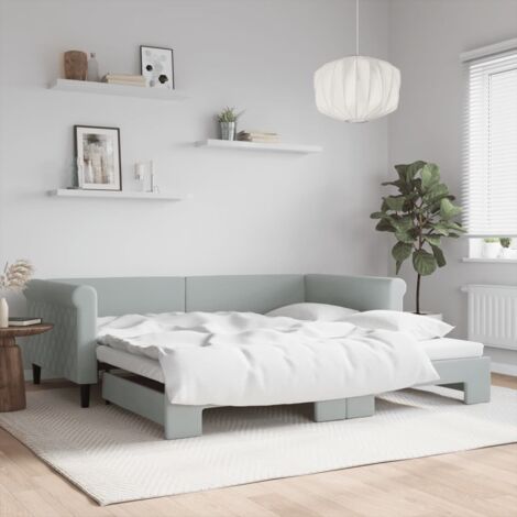 Lit de jour avec lit gigogne Lit adulte Canapé Confortable gris clair 100x200 cm velours vidaXL (1/5)