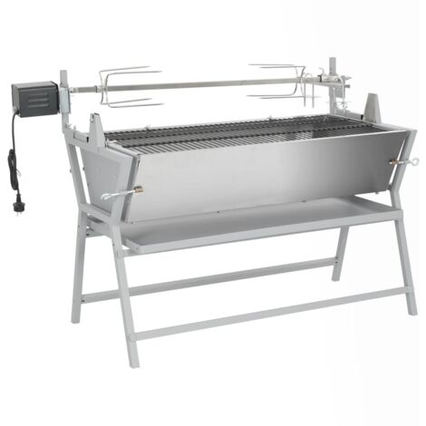 Vidaxl – Broche à rôtir barbecue en acier inoxydable – Dimensions 132x55x98 cm – Vitesse 3 tours/min – Bac d'égouttement amovible