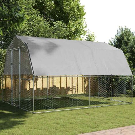 Vidaxl – Cage à poules en acier galvanisé avec toit résistant à l'eau – Dimensions 375 x 285 x 230 cm – Porte avec serrure pour sécurité