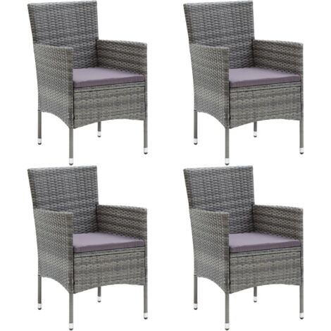 vidaXL Chaises à manger de jardin lot de 4 Résine tressée Gris (1/5)