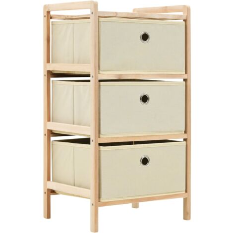 Vidaxl – Étagère de rangement 3 paniers en tissu beige – Cadre en bois de cèdre – Dimensions 32x26x60 cm – Capacité 2 kg par panier