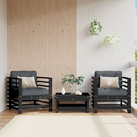 Chaises de jardin lot de 2 noir bois massif de pin vidaXL