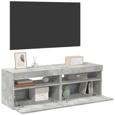 Meubles TV avec lumières LED 2 pcs gris béton 60x35x40 cm vidaXL