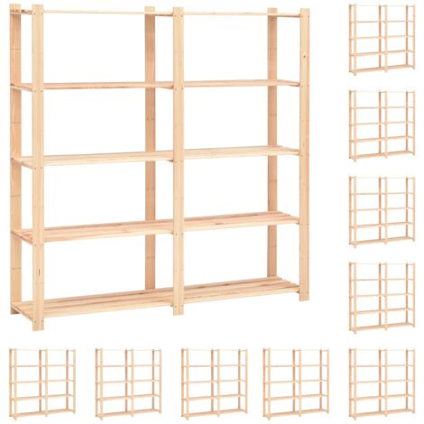Étagères de rangement à 5 niveaux 10pcs 170x38x170cm Pin 500 kg vidaXL