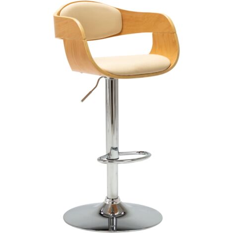 vidaXL Tabouret de bar Crème Bois courbé et similicuir