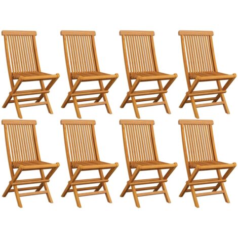 Vidaxl – Lot de 8 chaises de jardin pliables en teck massif – Dimensions 47x60x89cm – Charge maximale 110kg – Assise 46cm de hauteur