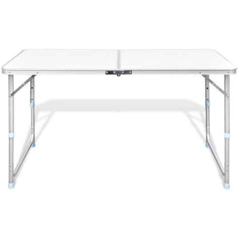 Vidaxl – Table de camping pliable 120x60 cm – Aluminium léger – Hauteur réglable 55/62/70 cm – Capacité 30-50 kg – Poignée de transport