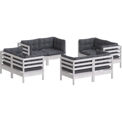 vidaXL Salon de jardin 8 pcs avec coussins anthracite Bois de pin (1/5)