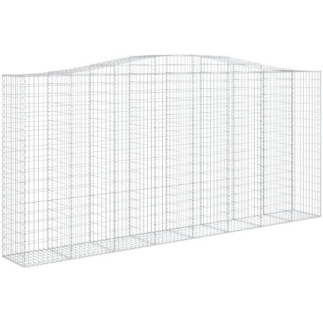 Vidaxl – Panier de gabions arqué 400x50x180/200 cm – Fer galvanisé résistant à la corrosion – Diamètre fil 3,5 mm – Mur de soutènement décoratif