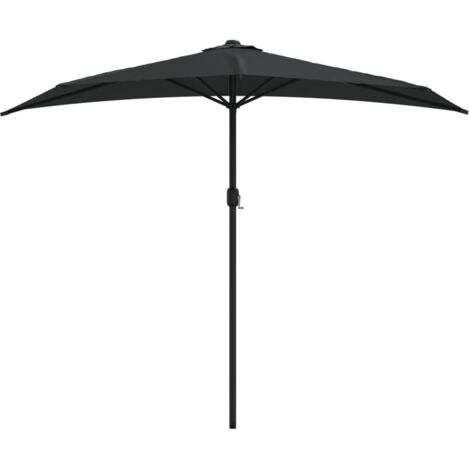 vidaXL Parasol de balcon avec mât en aluminium Noir 270x144x222cm Demi