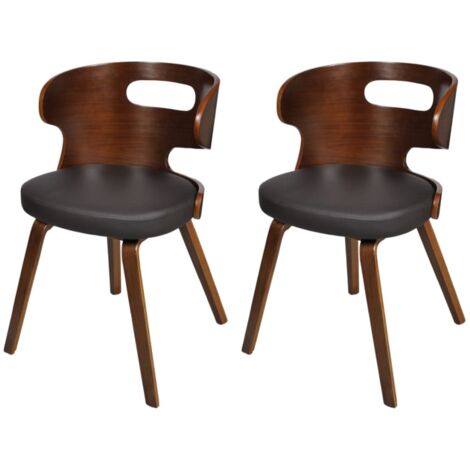 Vidaxl – Lot de 2 chaises à manger marron similicuir – Rembourrage ergonomique – Cadre en bois durable – Hauteur d'assise 50 cm (1/5)