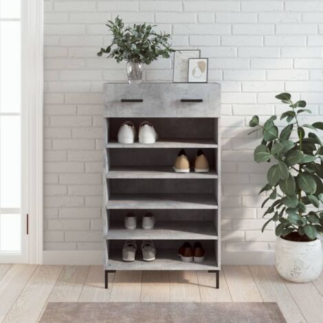 Armoire à chaussures gris béton 60x35x105 cm bois d'ingénierie vidaXL (1/5)