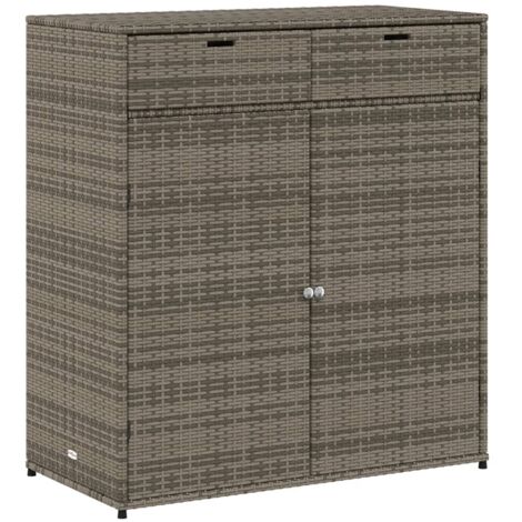 Vidaxl – Armoire de jardin gris 105x55x113cm – Résine tressée – Capacité 15kg par étagère – Assemblage requis – Pour rangement extérieur
