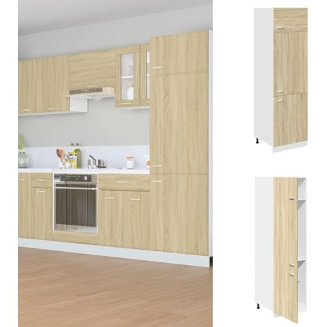 Vidaxl – Armoire de réfrigérateur chêne sonoma 60x57x207 cm – Bois d'ingénierie – 3 portes – 4 étagères pour rangement optimisé - vidaXL412374